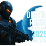 Epic futuristic soldier with glowing armor in Destiny Rising Mobile Game 2025 first-look gameplay screen.