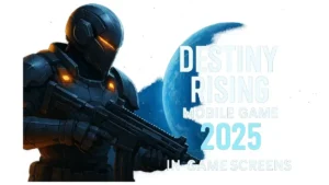 Epic futuristic soldier with glowing armor in Destiny Rising Mobile Game 2025 first-look gameplay screen.