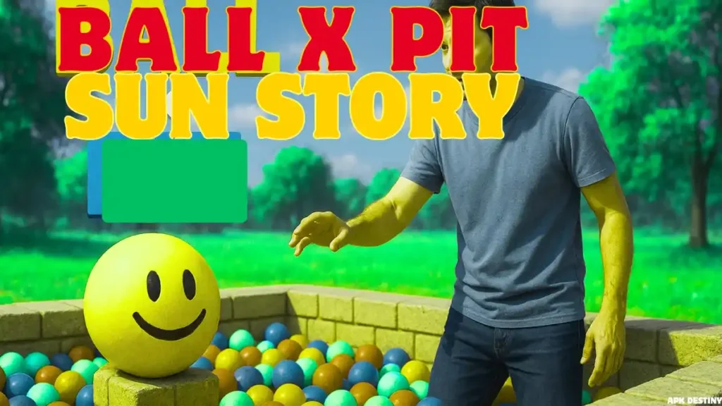 Ball x Pit outdoor level with smiling yellow ball