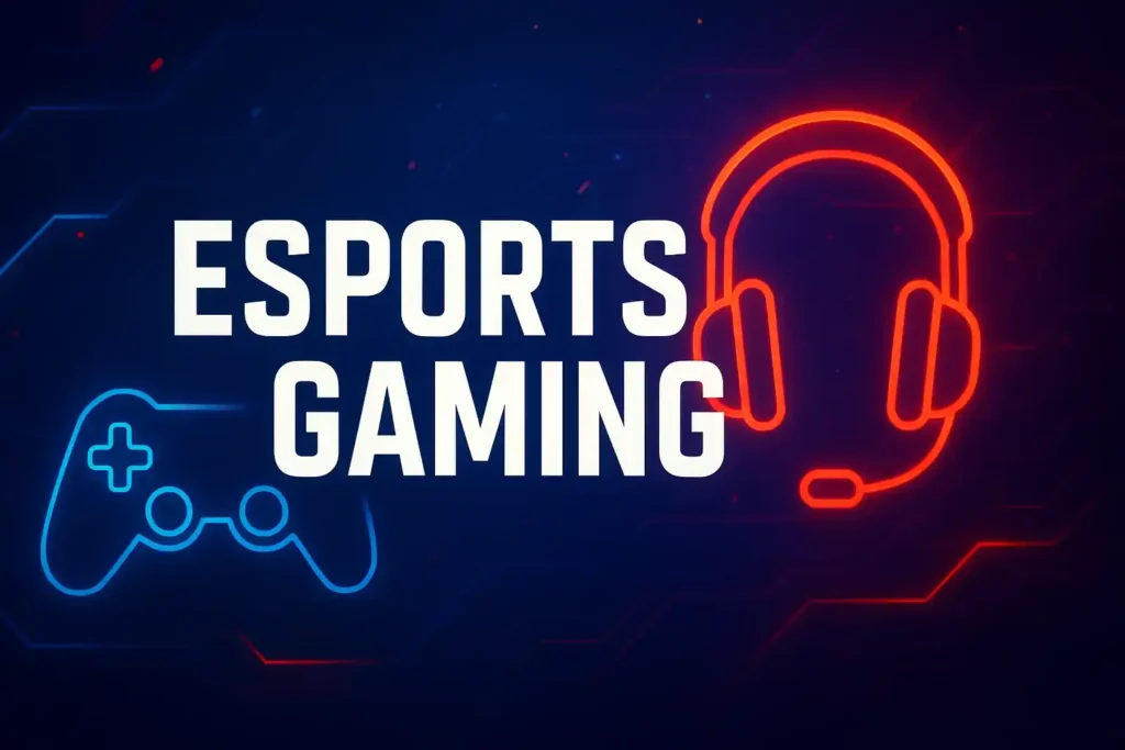 Red ad blue neon etesportech gaming esports design
