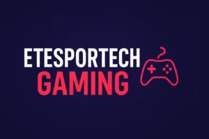 Etesportech gaming logo with red joystick design