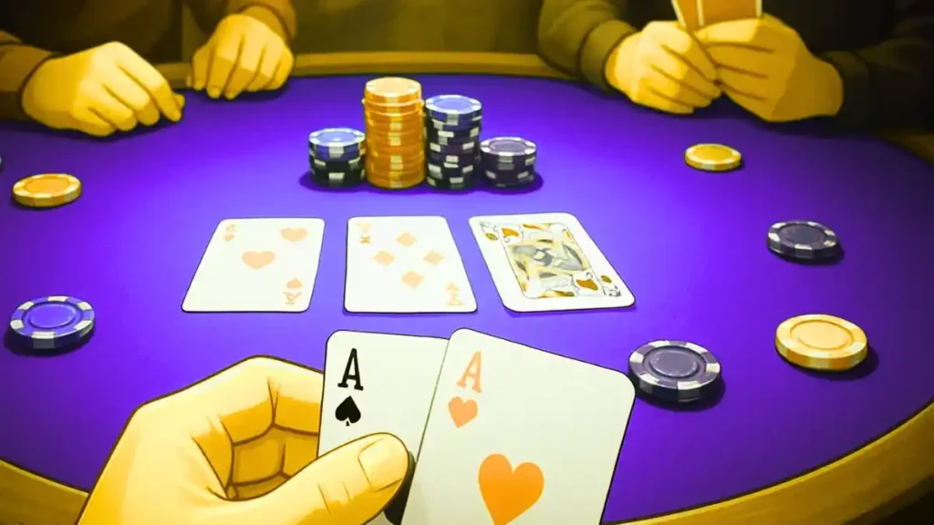 PKR Game player holding poker cards
